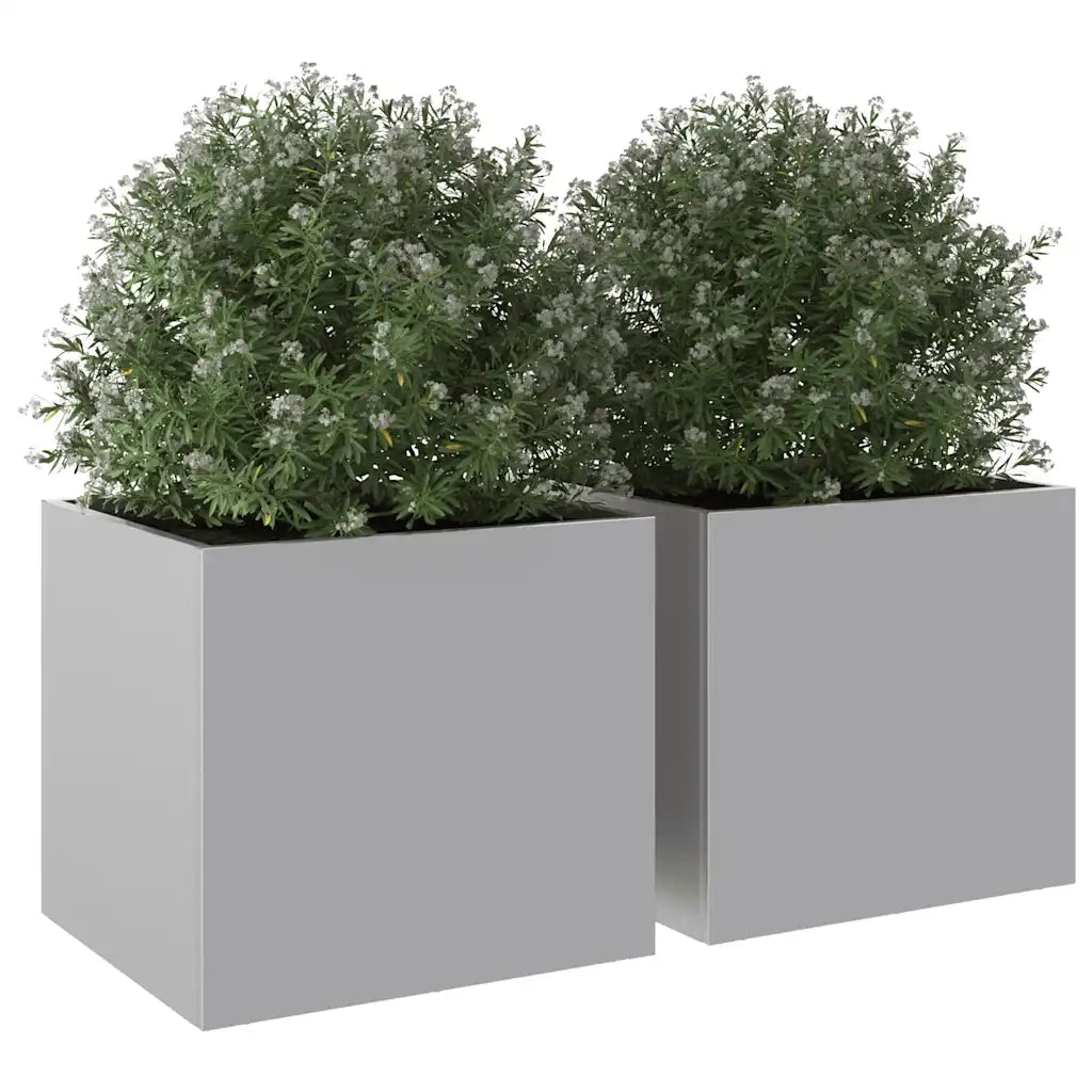Fioriere 2pz Argento 32x30x29 cm in Acciaio Zincato 841546