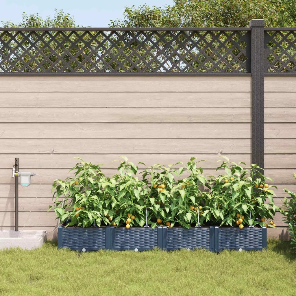 Vaso da giardino 4 pcs Grigio 160 x 40 x 22 cm Plastica 42002867