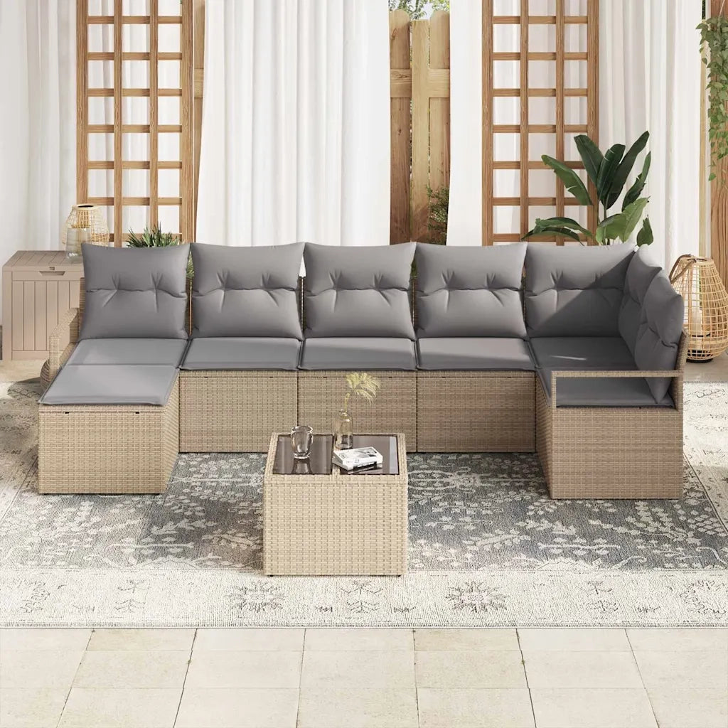 Set di divani con cuscino 8 pcs Beige polyrattan 3346480