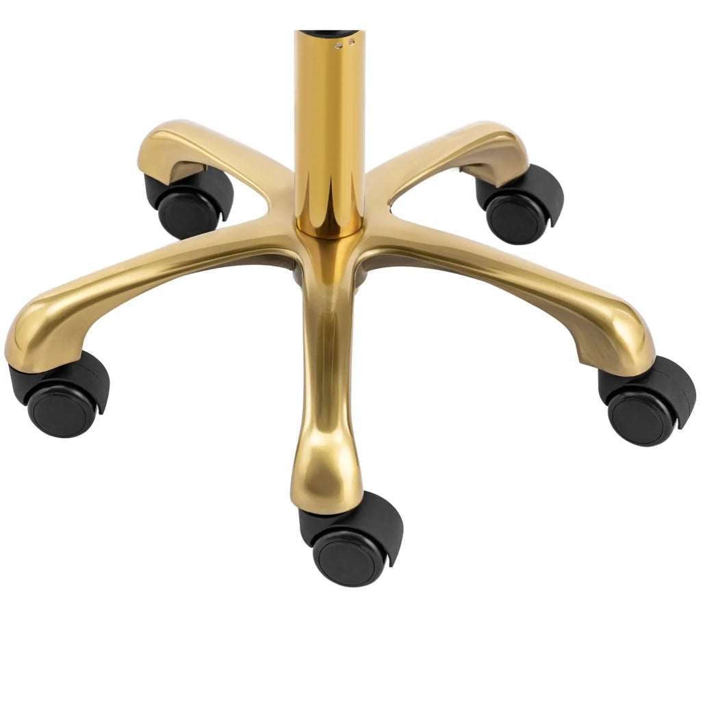 Sgabello girevole con schienale portata 150 kg alluminio PVC compensato schiuma sintetica beige e oro 14_0010112