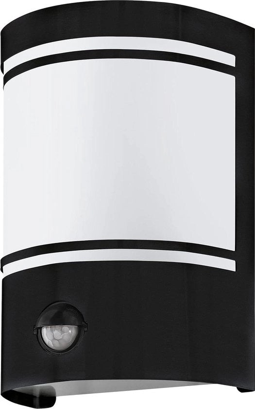 Lampada da parete esterna con sensore di movimento e sensore di illuminazione graduale - acciaio inox nero galvanizzato - E27 connesso IP44 Illuminazione esterna