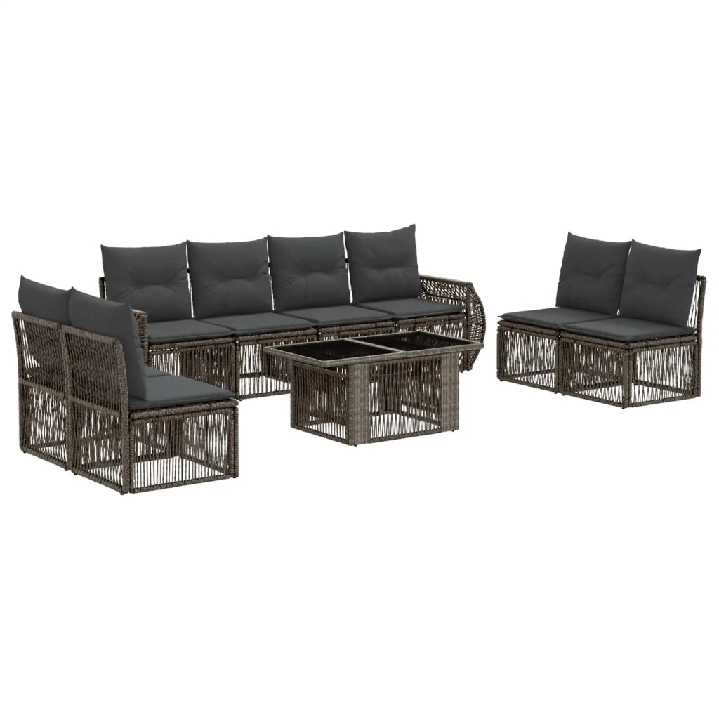 Set Divano da Giardino 9 pz Grigio e Grigio Scuro polyrattan 3436931