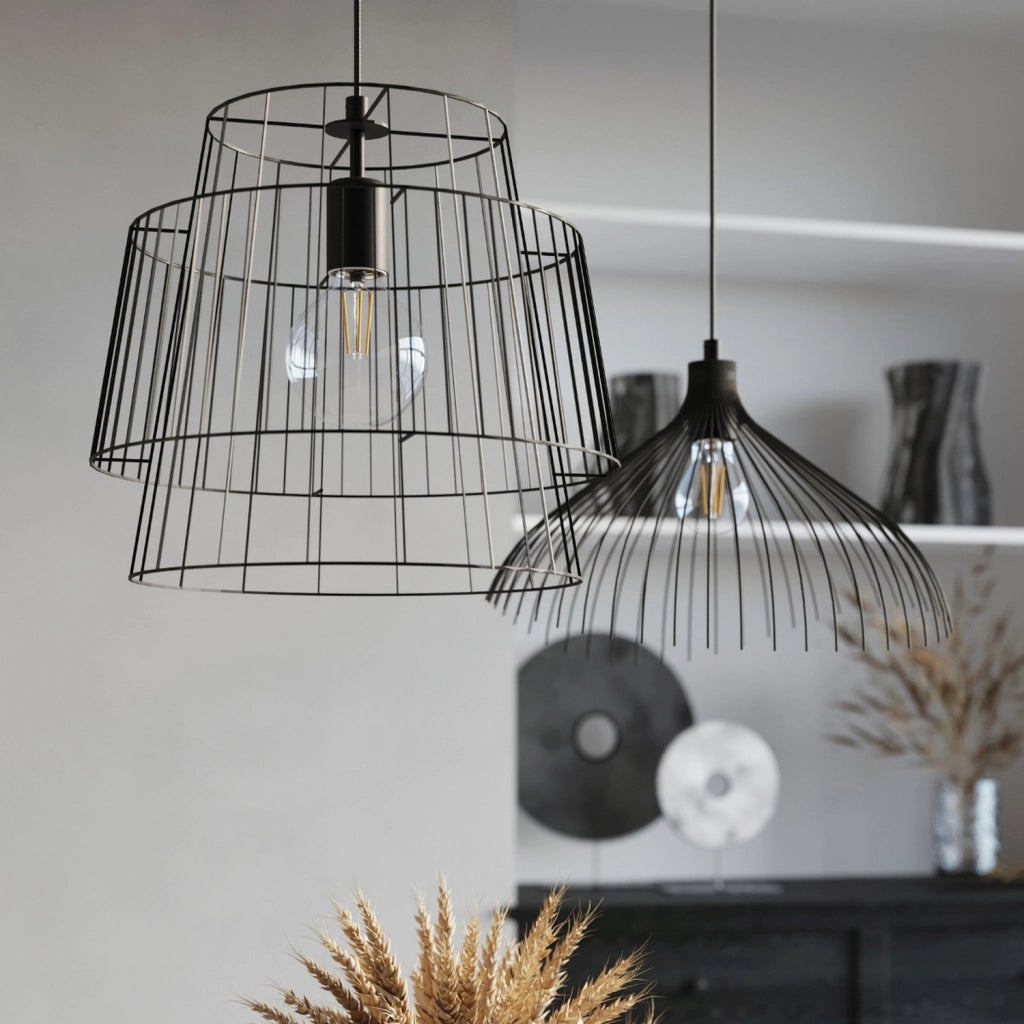 Lampada a sospensione PORTAL nera metallo E27 Pure Lume