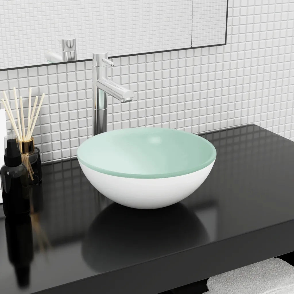 Lavandino in Vetro Temperato 30x12 cm Bianco CFW7248295
