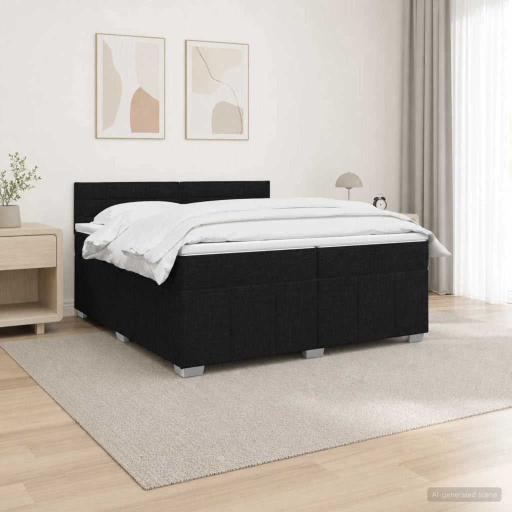 Letto Box Spring LED con Materasso Nero 200 x 200 cm Tessuto 3455684