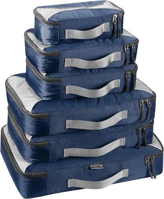 Organizzatore di Bagagli a Casa - Azzurro Scuro - Set di 6 Pezzi - S, M, L, XL