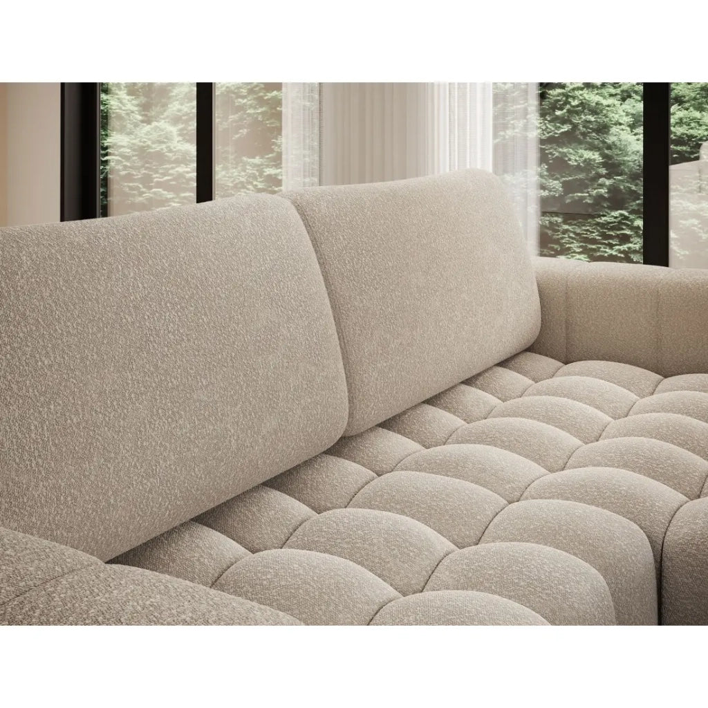 Divano angolare convertibile DORY crema 250 cm con contenitore angolo destro
