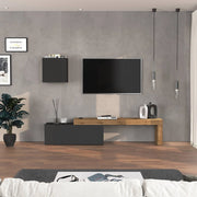 WHOUS Parete attrezzata Chronos set soggiorno antracite opaco e rovere 180/290x40 cm