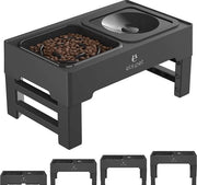 2-in-1 secchio acqua pieghevole impermeabile & ciotola cibo lenta con ciotola cibo regolabile in altezza da 4 cm per cani grandi, medi e piccoli e animali domestici