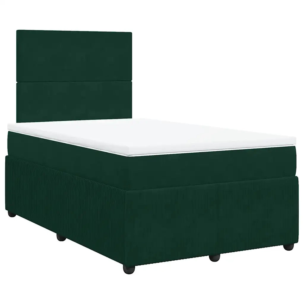 Giroletto a Molle con Materasso Verde Scuro 120x200 cm Velluto