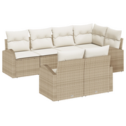 Set divano da giardino con cuscini  7 pezzi Beige Polirattan