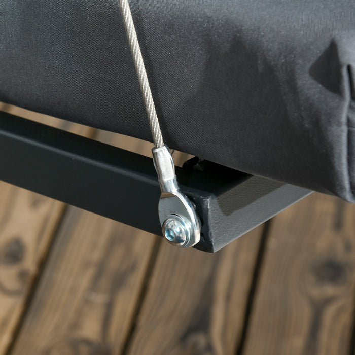 Dondolo da Giardino 3 Posti 202x115x168 cm con Tettuccio Regolabile in Acciaio e Poliestere Grigio Scuro