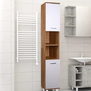 Colonna da Bagno 6 Ripiani 2 Ante Legno MDF 30x30 H179 cm Bicolore Salvaspazio