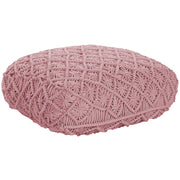 Pouf in cotone rosa 50 x 50 cm cuscino di seduta in stile boho motivo macramé