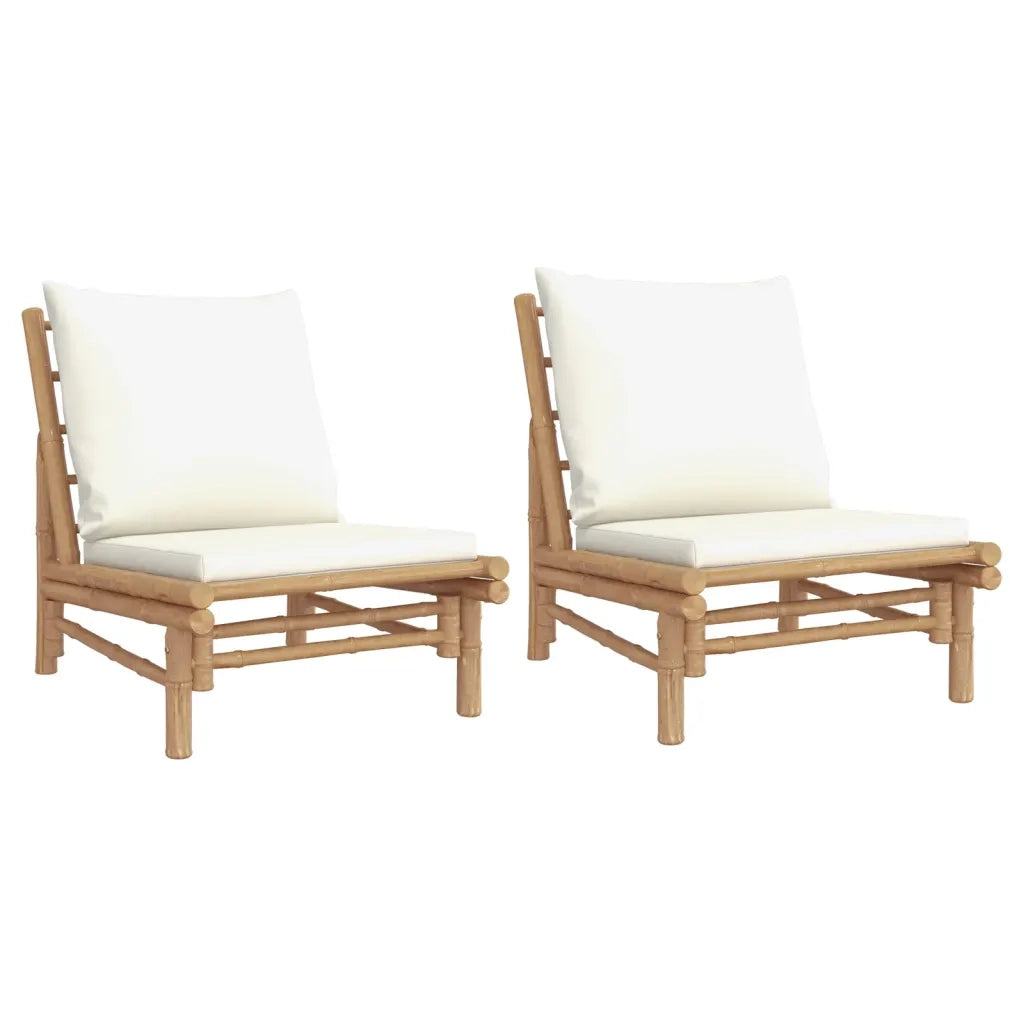 Sedie da Giardino 2 pz con Cuscini Bianco Crema in BambÃ¹cod mxl 70691