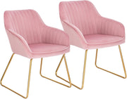 set di 2 sedie sala da pranzo sedie cucina moderne poltroncina salotto Adatte per Sala Pranzo, Soggiorno, Camera da Letto Estetica in Tessuto di velluto Metallo dorato Rosa BH246rs-2