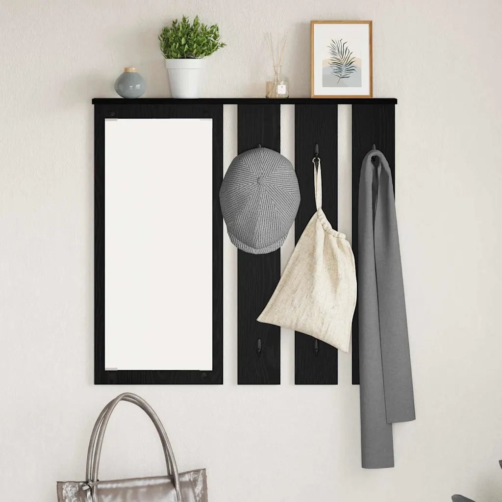 Appendiabiti a muro con lo scaffale Rovere nero 84 x 10 x 80 cm 874492