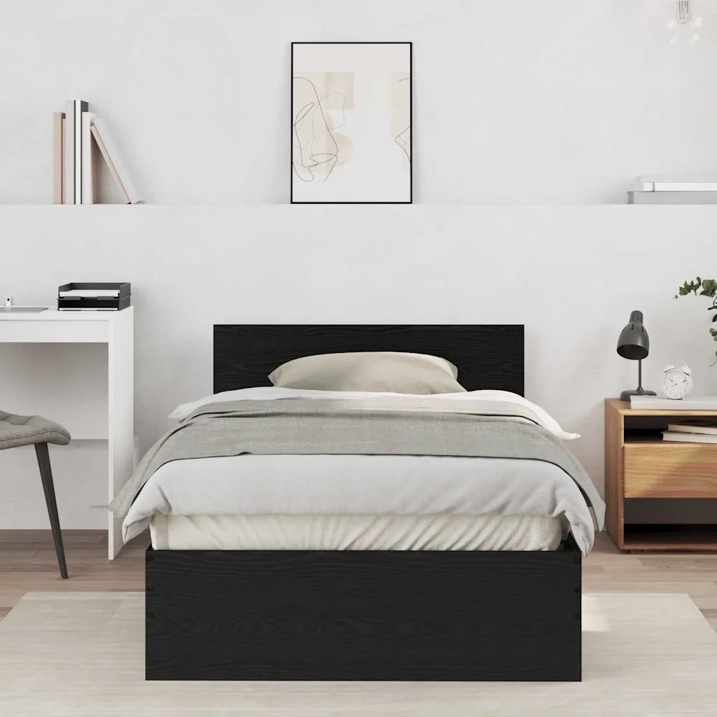 Struttura del letto con testiera Rovere Nero 203 x 104 x 70 cm