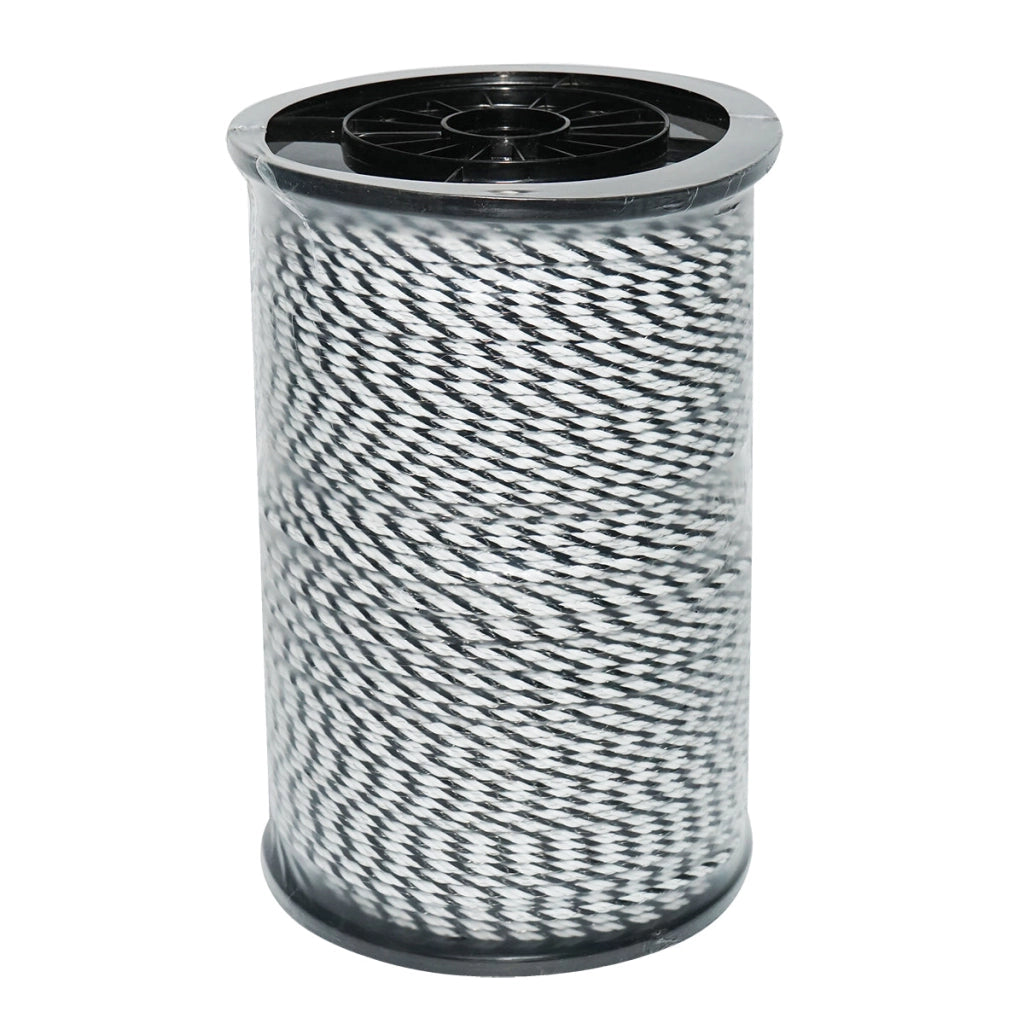 Filo bianco-nero, diametro 4 mm, 3x0.2 mm SS, 500 m per recinzione elettrica, resistenza 9 Ohm, Bourget