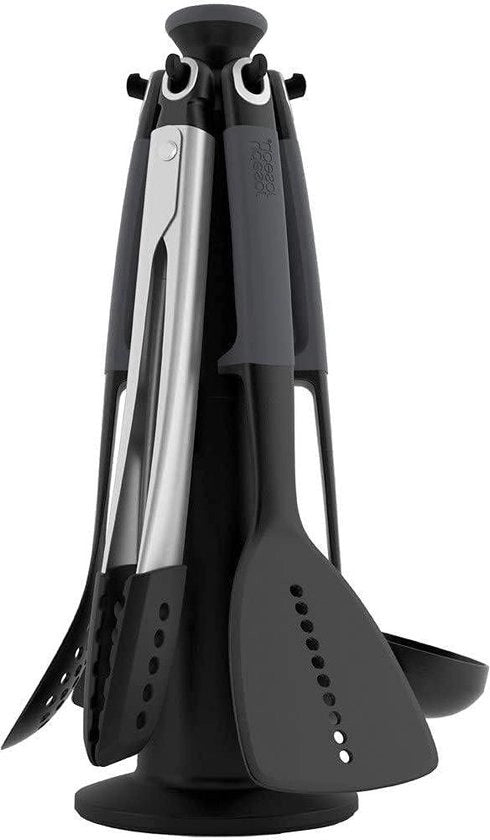 Set di accessori da cucina e gadget 6 pezzi - Orecchietta rotante - Manici ergonomici in silicone - Superficie antiaderente - Grigio