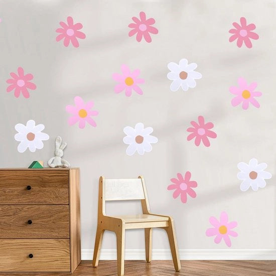 6 pezzi di madonna murale - fiori bianchi adesivi per parete rossi - decorazione per parete camera da letto per bambini - adesivi per parete DIY per camera da letto per bambini background per soggiorno