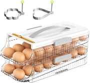 Elettrodomestico per il contenimento degli uova con maniglia - Contenitore per uova stivabile per frigorifero - Contenitore per uova antiscivolo con copertura trasparente