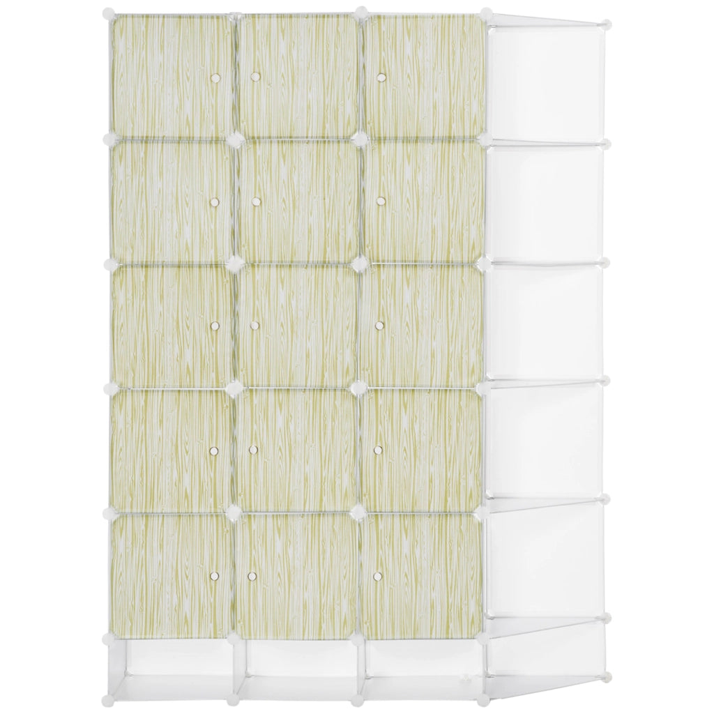 Easycomfort Mobile Scarpiera Modulare Salvaspazio, Pannelli a Cubo e Triangolo in PP e Acciaio, 145x47x196 cm, Bianco