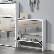 Scarpiera Vogar con 2 Contenitori Ribaltabili Mobile Portascarpe con Ante a Specchio 67x63x17 cm Bianco [en.casa]