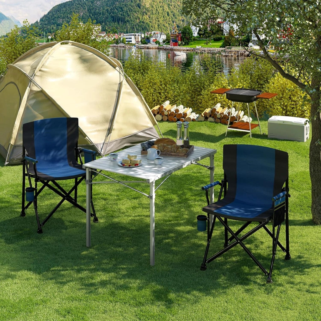 Tavolo Campeggio Pieghevole in Alluminio Tavoli Richiudibili Portatile da Giardino Picnic Buffet Tavolino da balcone, Esterno/Interno, Elevata capacità di carico 104×69×70cm Argento