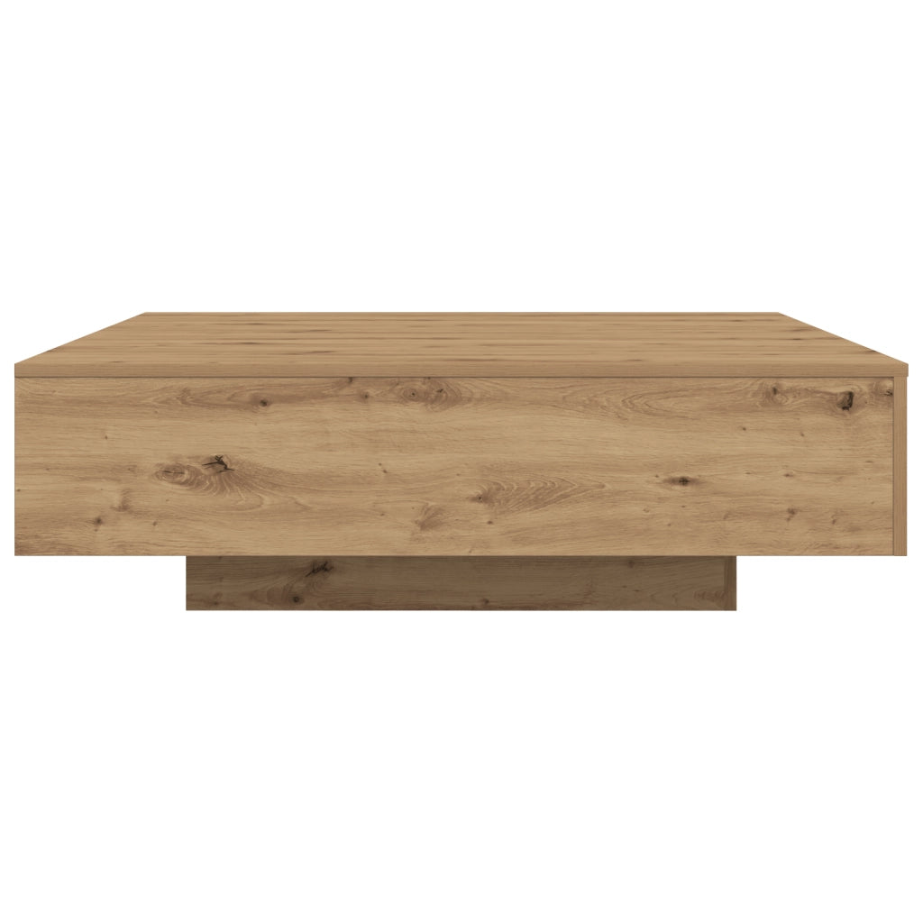Tavolino da caffÃ¨ con luci LED Rovere Artigianale 100x100x31 cm