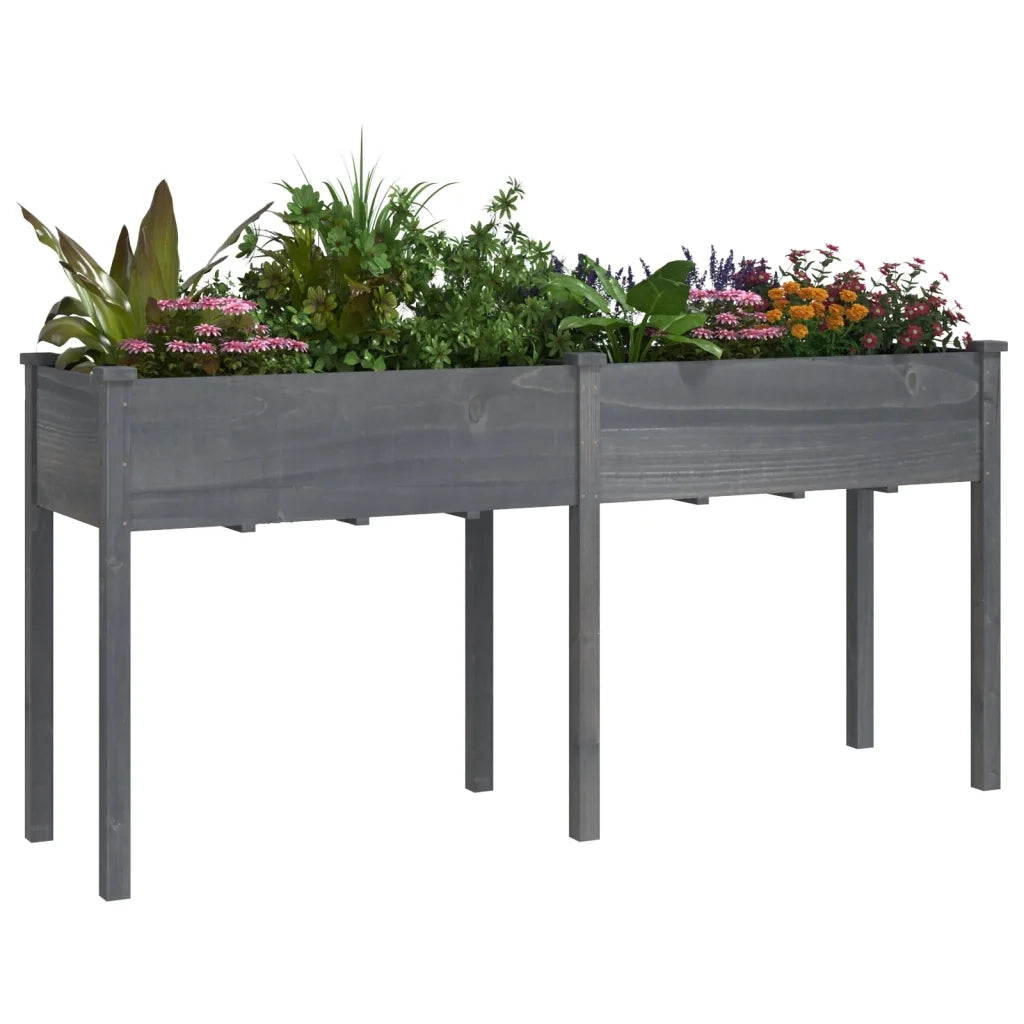 Fioriera con Fodera-Vaso-Contenitore per Piante Grigia 161x45x76cm Legno Massello di Abete