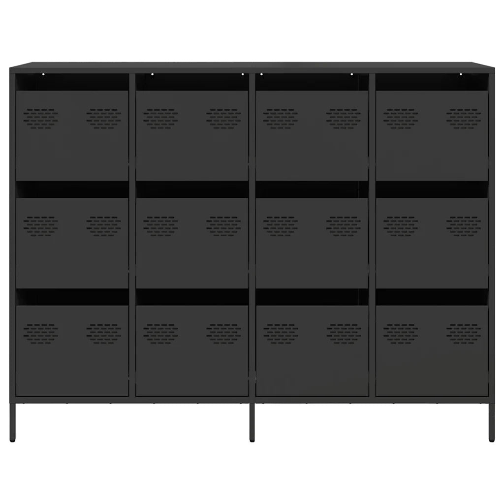 Credenza-Buffet-Armadio da cucina Nera 135x39x103,5 cm in Acciaio Laminato a Freddo