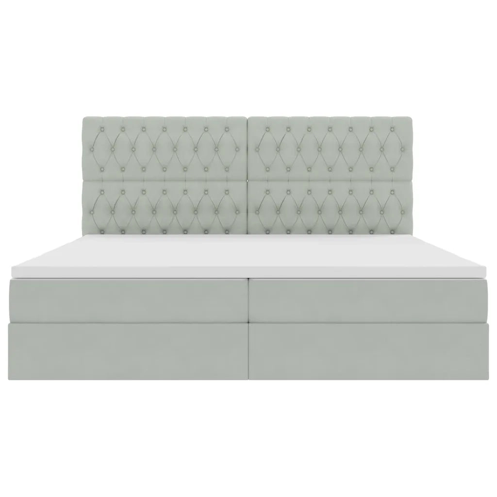 Letto con contenitore e materasso Grigio chiaro 200 x 200 cm