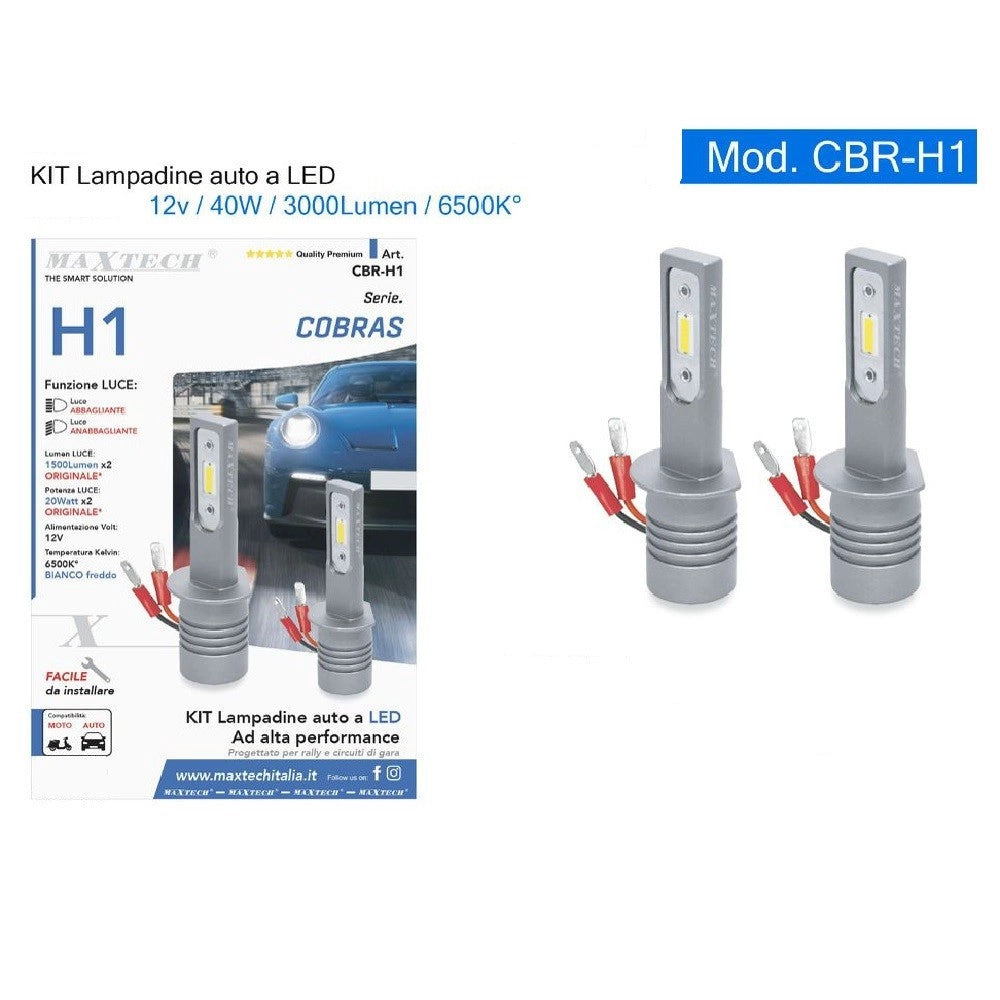 Trade Shop - Kit Lampadine Lampade Auto Moto A Led H1 12v 40w 3000lm Luce Fredda 6500k Cbr-h1 -