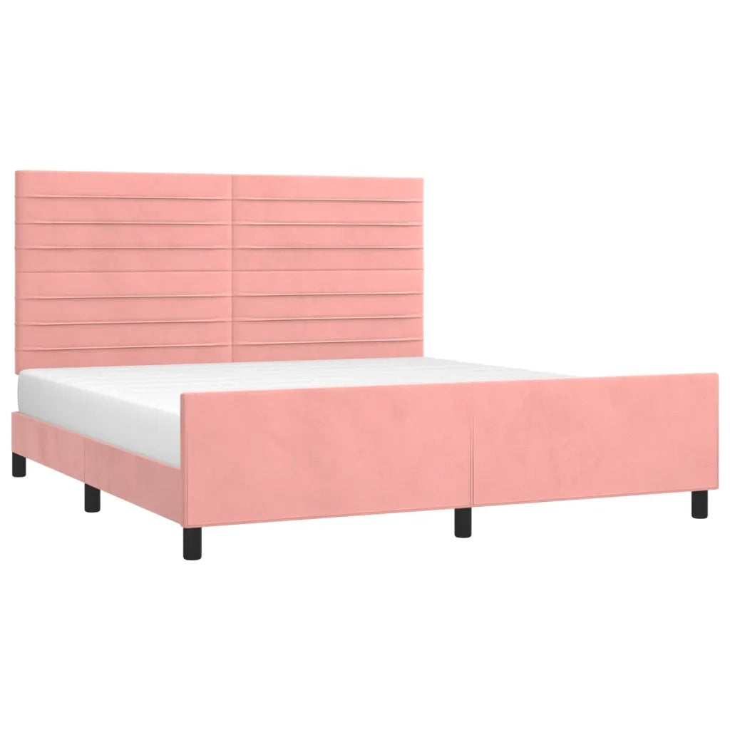 Giroletto con Testiera-Struttura Letto con testiera Rosa 180x200 cm in Velluto 272588