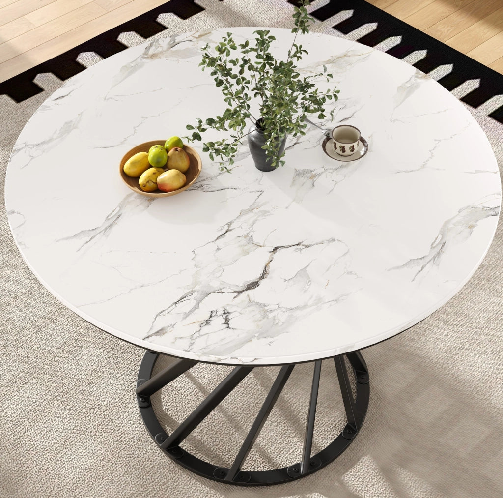 Tavolo da pranzo rotondo 80 cm in MDF con gambe in metallo