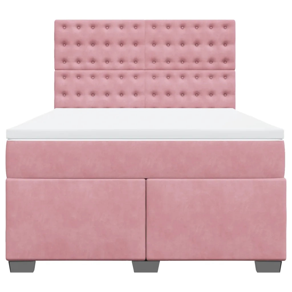 Giroletto a Molle con Materasso Rosa 140x200 cm in Velluto