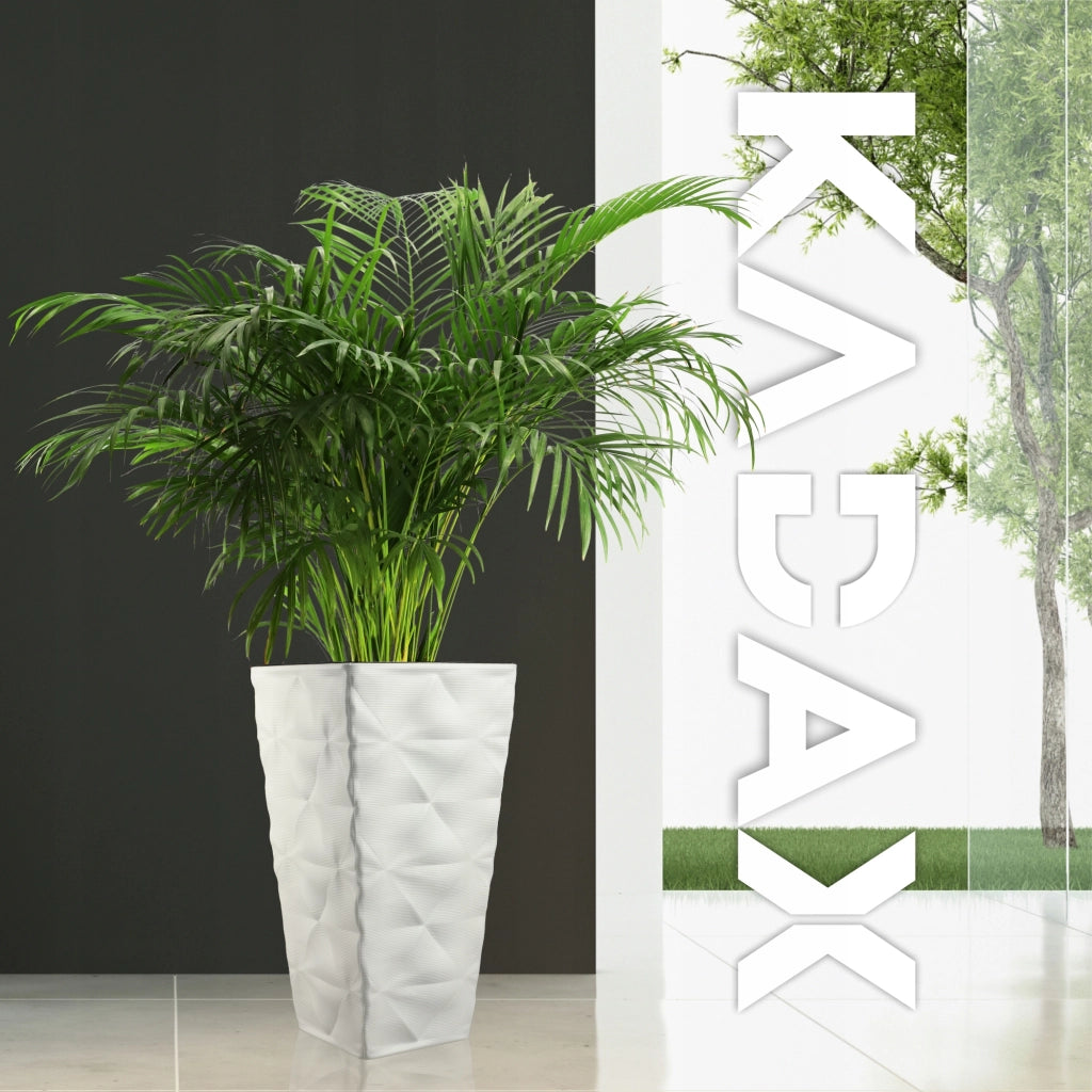 Vaso da giardino KADAX con inserto per fiori, grande, alto, per terrazza, 75 cm, bianco