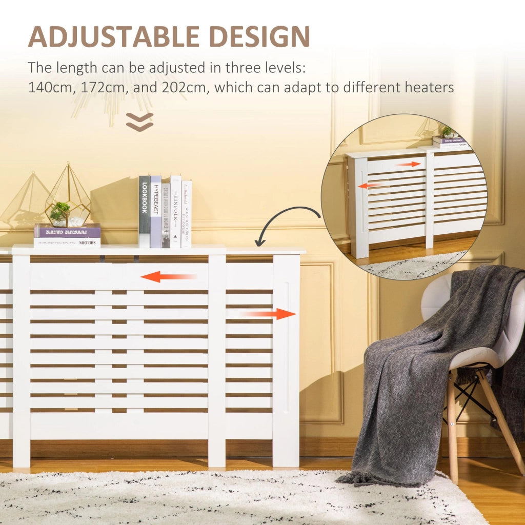 Copritermosifone Allungabile 140-202x19x82,5 cm in MDF Bianco