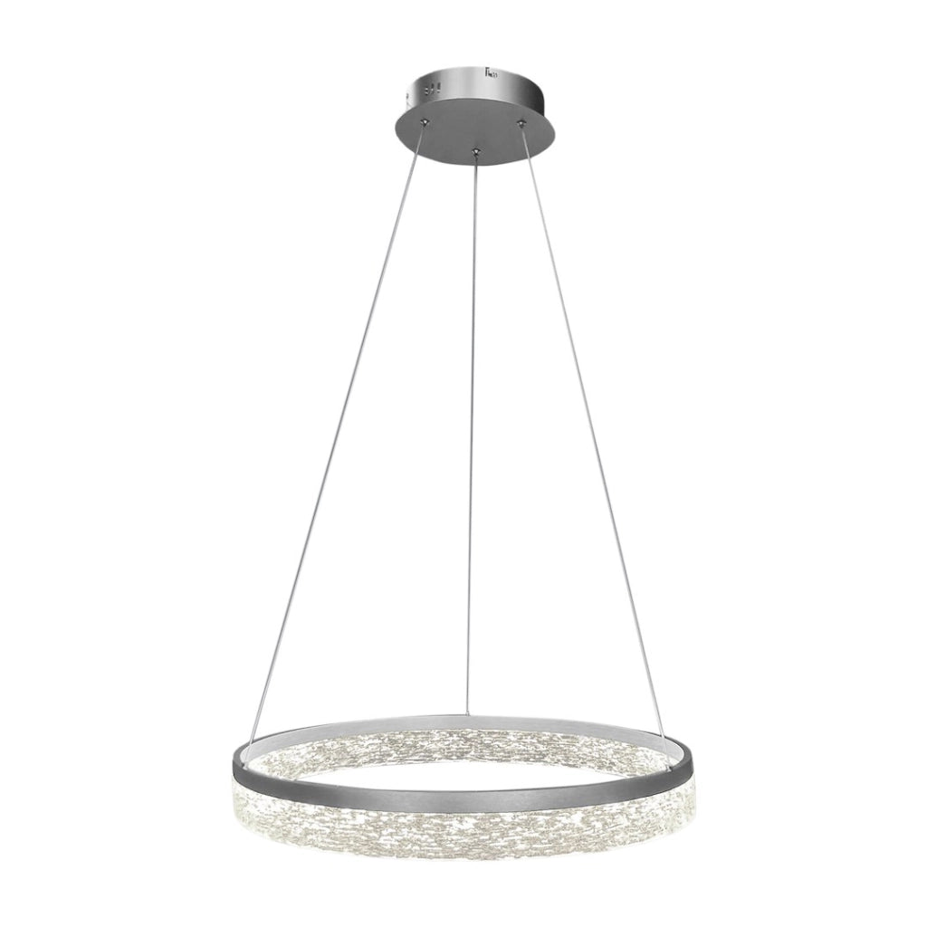Lampada a sospensione moderna anello argento Ø50 LED 25W Milagro