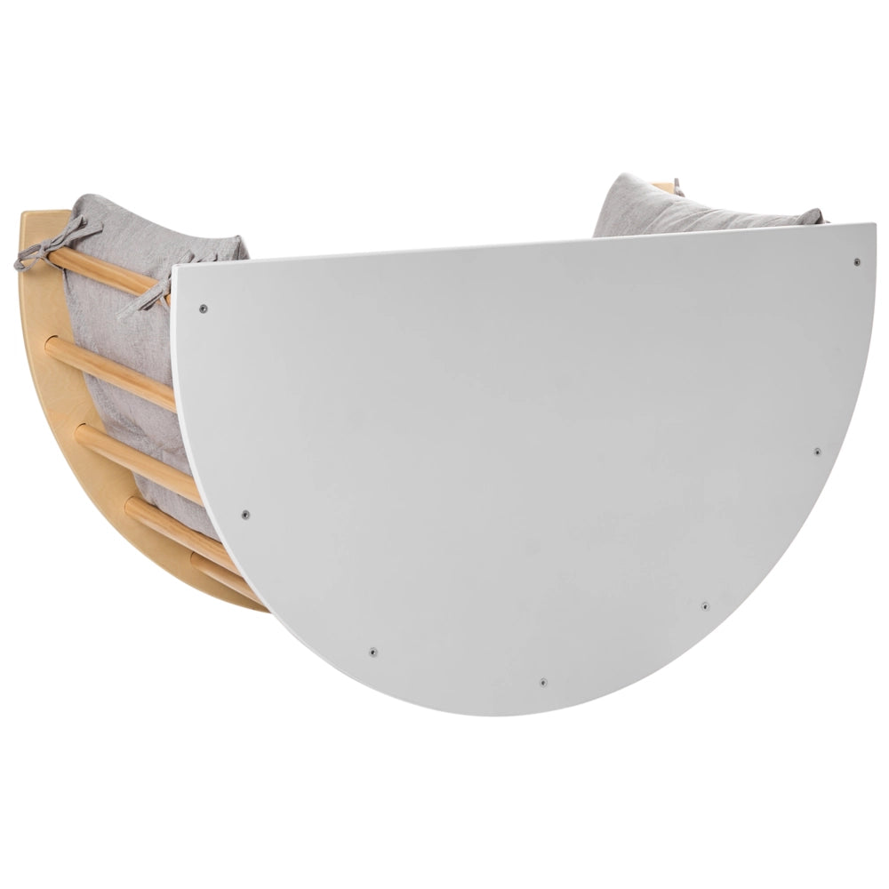 Sedia e tavolo multifunzionali Montessori 3 in 1 in legno di pino marrone chiaro con arco rampicante per la cameretta dei bambini