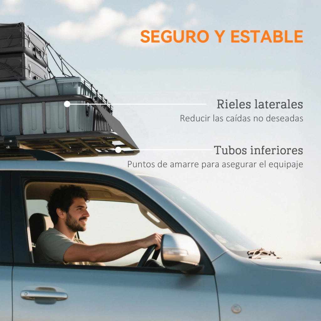 Porta oggetti universale per tetto auto in acciaio 90.7 kg con barre deflettrici ¨C zephmum ¨C 110.5x99.5x18.5 cm nero