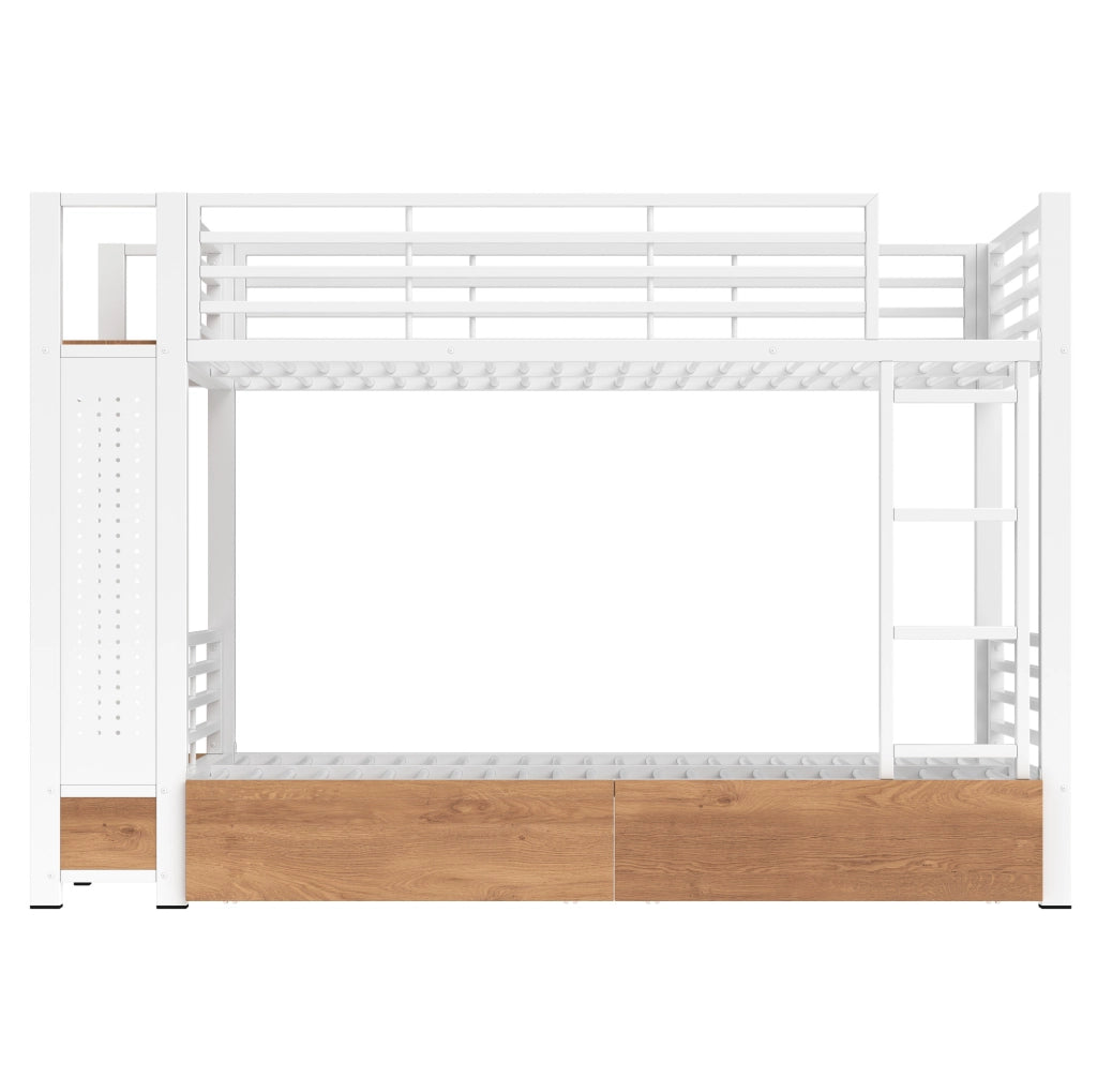 Letto a castello 90x200 cm in metallo e MDF con LED bianco