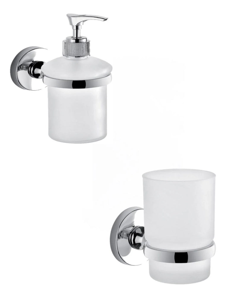 Set portaspazzolini e dosasapone da muro Gedy linea Felce cromato