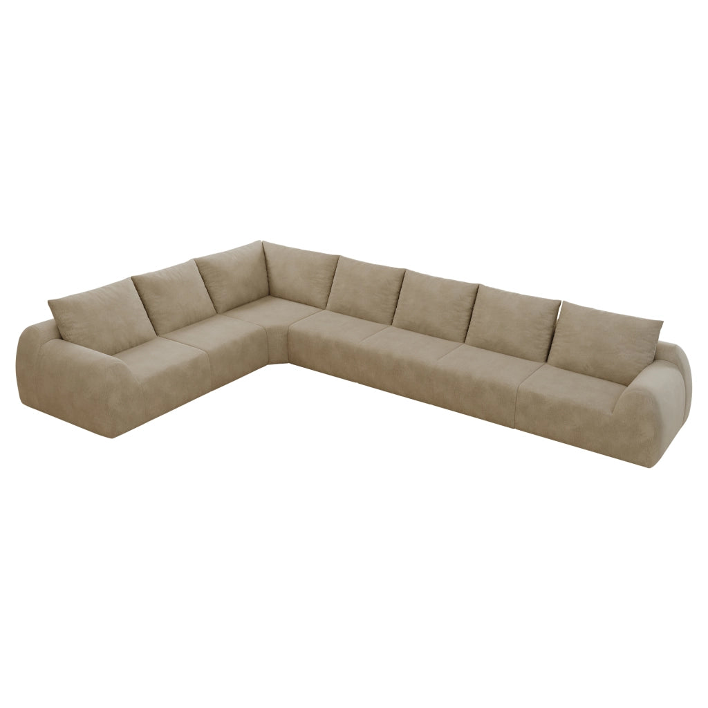 Divano angolare 401 cm senza struttura in tessuto chenille cachi