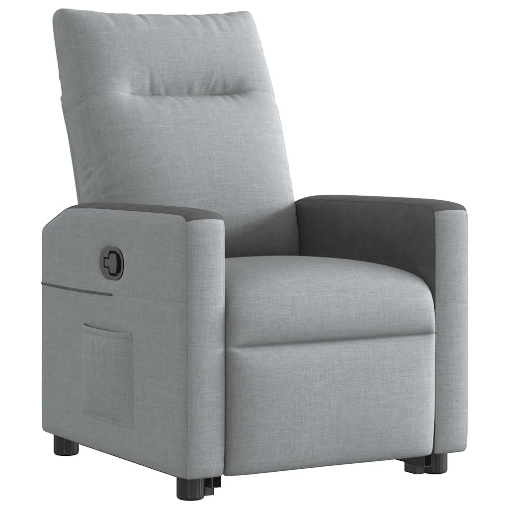 Poltrona Alzapersona Reclinabile Grigio Chiaro in Tessuto 3324052