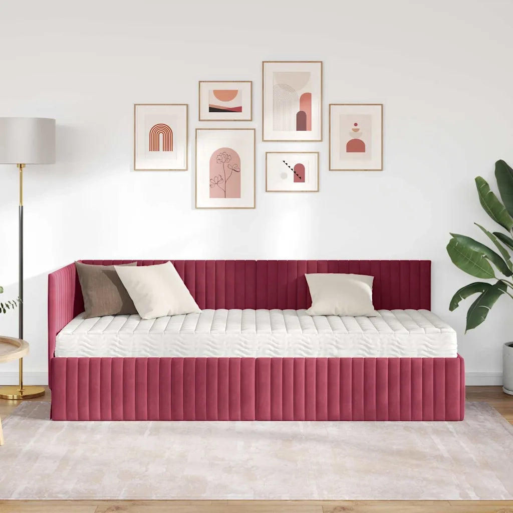 Struttura Letto Angolare con Materasso 2 pz-Giroletto con materasso Verde Velluto 504935