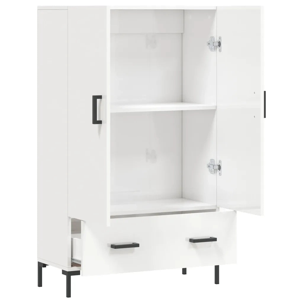 Credenza Bianco Lucido 69,5x31x115 cm in Legno Multistrato