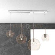SOSP. CROMO RETTANGOLARE 4 LUCI VETRI (1 GRANDE+1 MEDIO+2 PICCOLO) TUTTI AMBRA 1155CR-S4 RMIX-AM