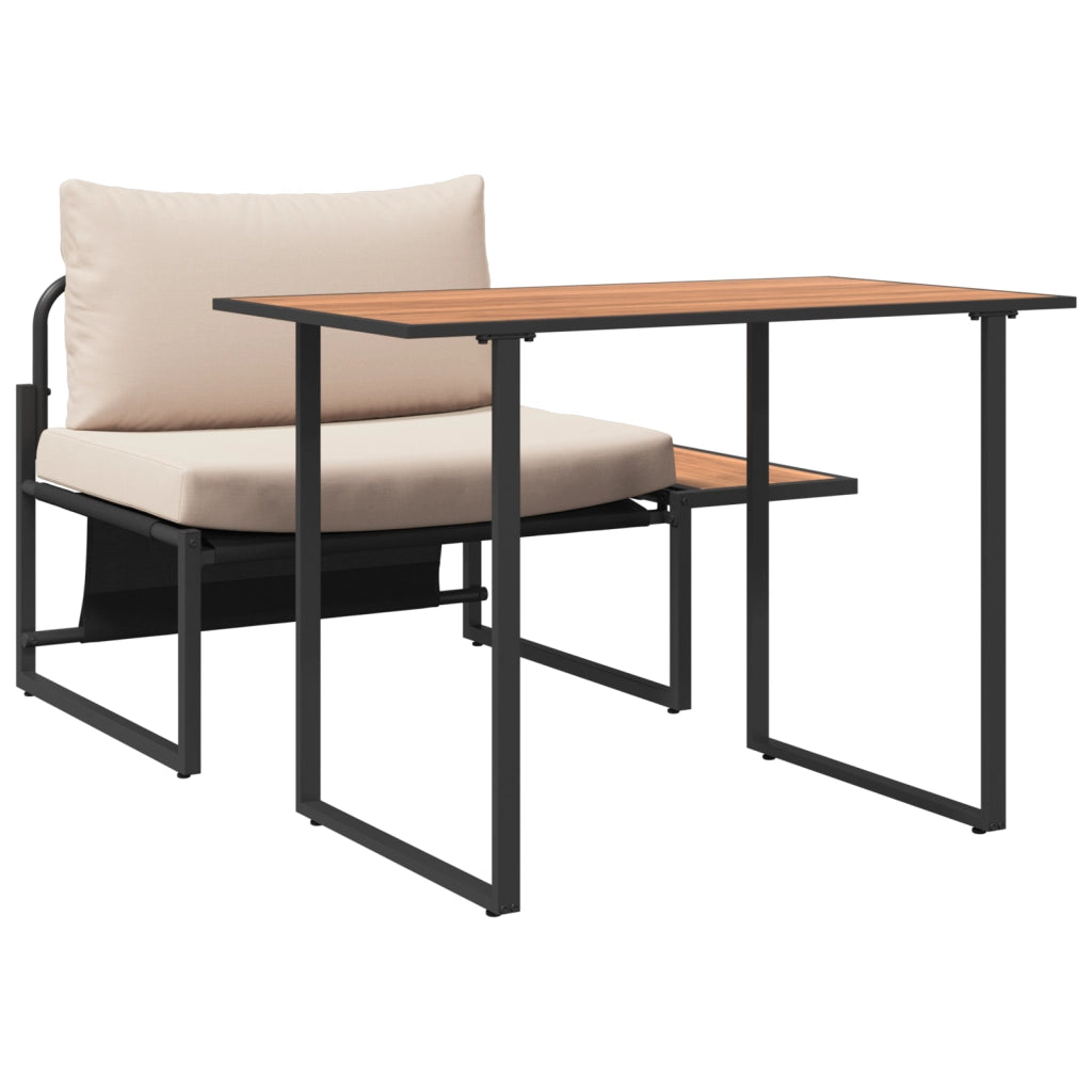 Set Pranzo Giardino 2 Pezzi Poltrona Singola Cuscini Tortora